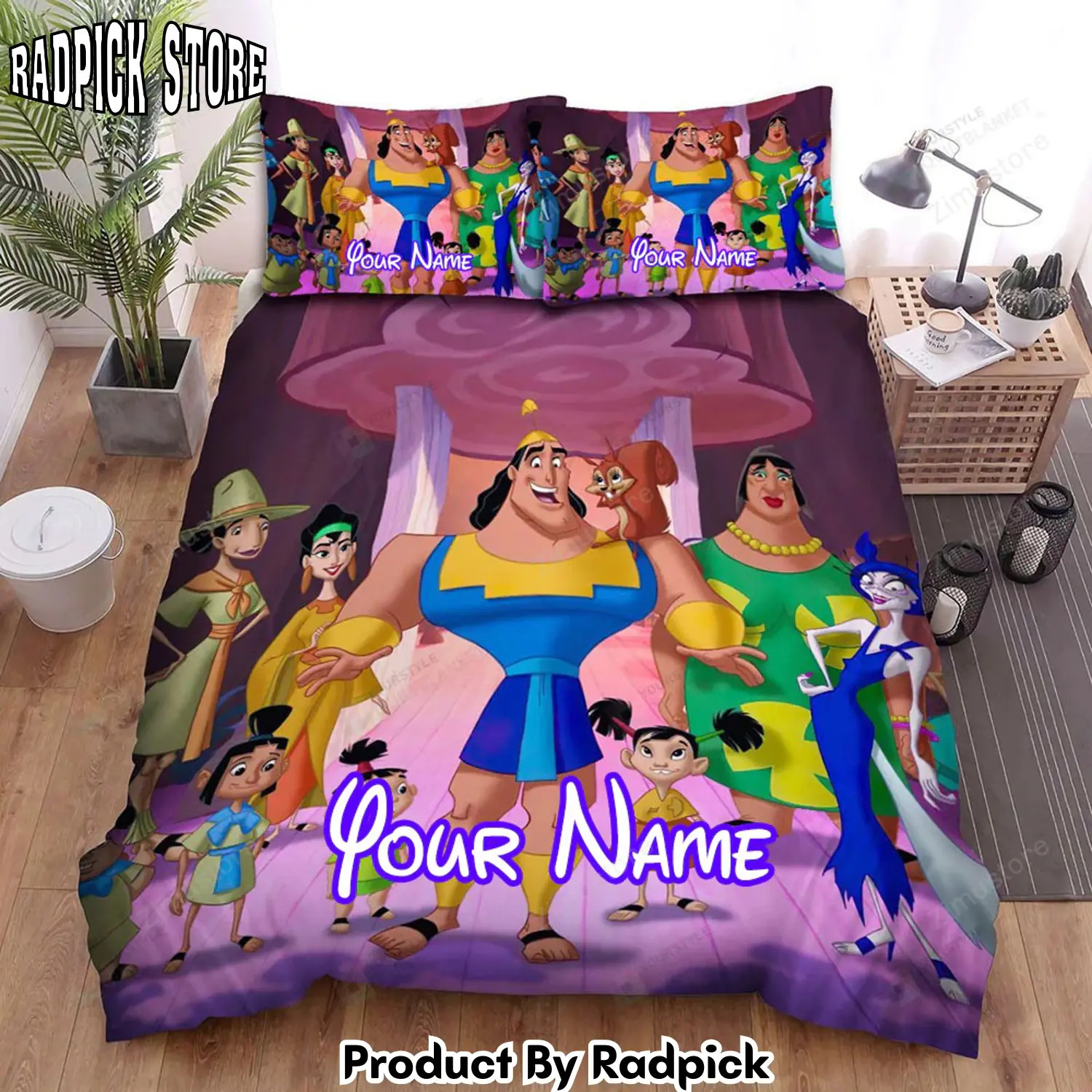 Radpick the emperors new groove all characters in one bed sheet spread duvet cover personalized name bedding sets rp3271297